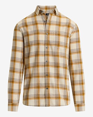 Plaid Pocket Cotton Stretch Shirt