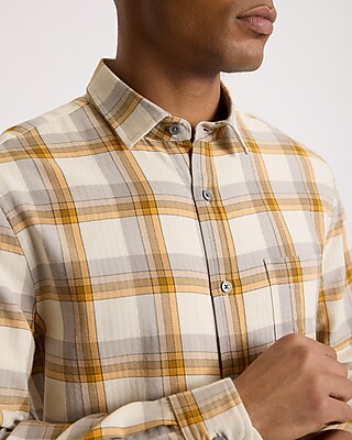 Plaid Pocket Cotton Stretch Shirt