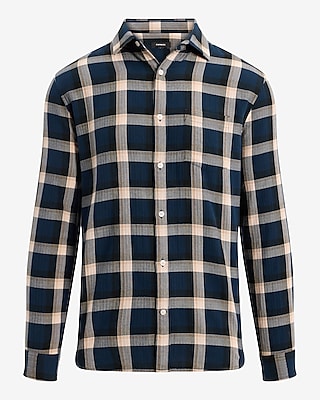 Plaid Pocket Cotton Stretch Shirt