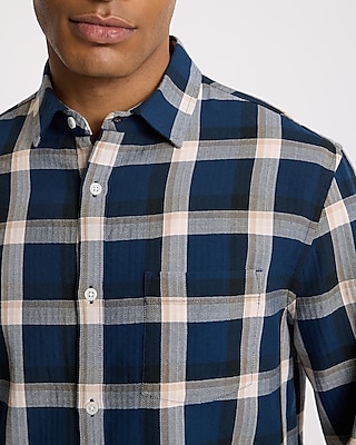 Plaid Pocket Cotton Stretch Shirt