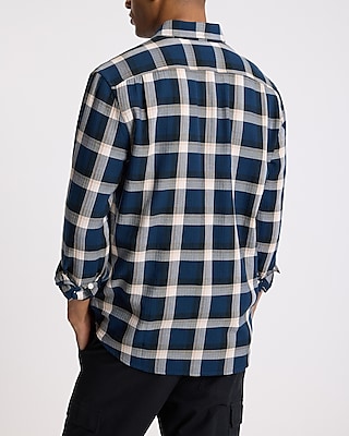 Plaid Pocket Cotton Stretch Shirt