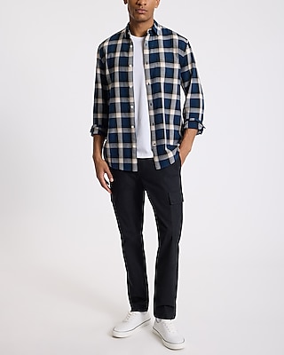 Plaid Pocket Cotton Stretch Shirt