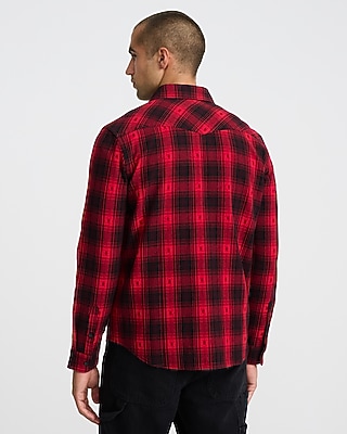 Western Plaid Cotton Double Pocket Flannel Shirt