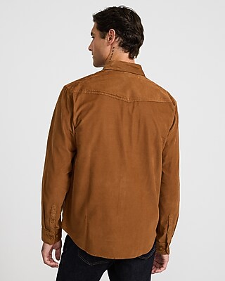 Corduroy Double Button Pocket Long Sleeve Shirt