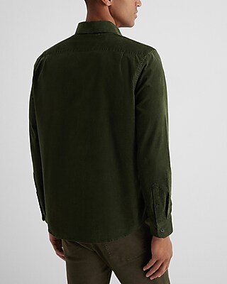 slim solid stretch corduroy shirt
