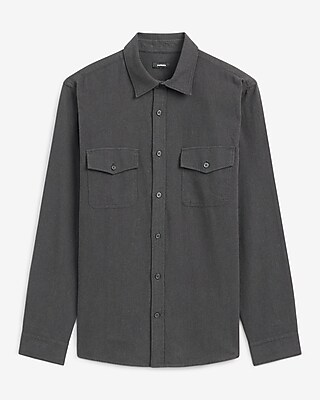 Double Pocket Cotton Stretch Flannel Shirt - thumbnail 7