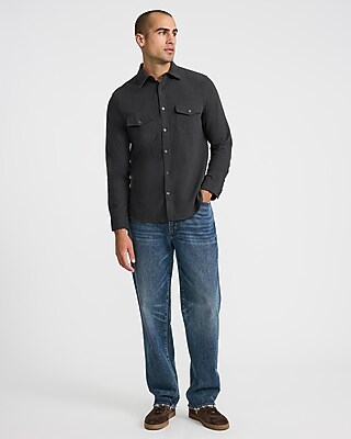 Double Pocket Cotton Stretch Flannel Shirt - thumbnail 6
