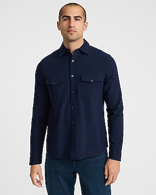 Double Pocket Cotton Stretch Flannel Shirt - thumbnail 8