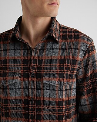 Plaid Double Pocket Sweater Flannel Shirt