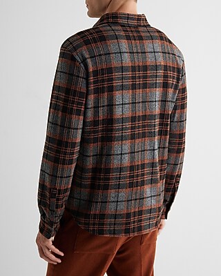 Plaid Double Pocket Sweater Flannel Shirt