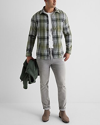 Plaid Sweater Flannel Shirt