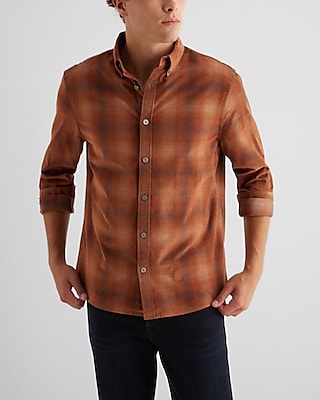 blurred plaid stretch corduroy shirt