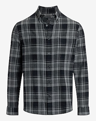 Plaid Stretch Cotton Flannel Shirt