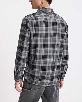 Plaid Stretch Cotton Flannel Shirt