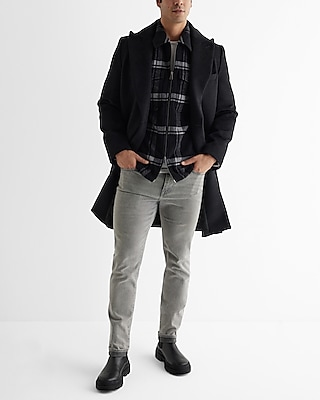 Plaid Wool-Blend Zip Shirt Jacket