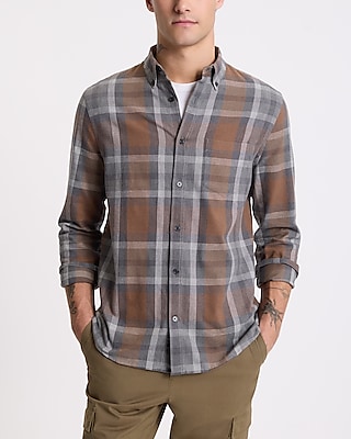 Plaid Cotton Stretch Flannel Shirt