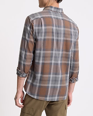 Plaid Cotton Stretch Flannel Shirt