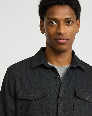 Herringbone Double Button Pocket Sweater Flannel - thumbnail 8