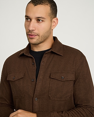 Herringbone Double Button Pocket Sweater Flannel - thumbnail 3