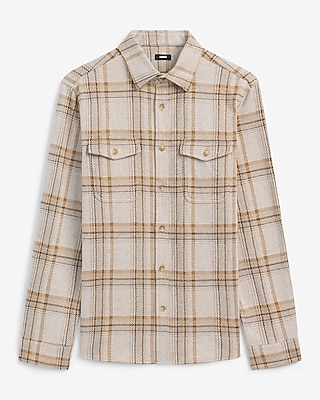 Plaid Double Button Pocket Sweater Flannel Shirt