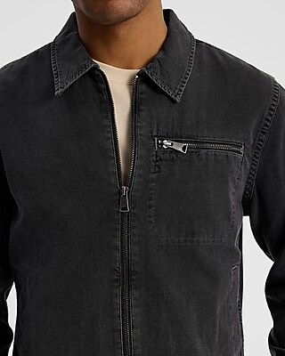 Gray Wash Zip Pocket Denim Shirt - image 3
