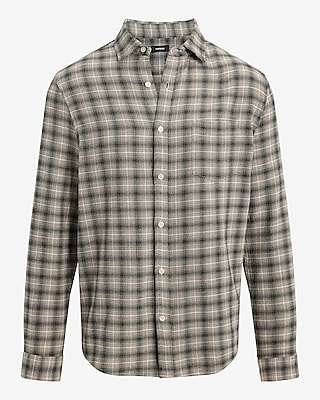 Textured Plaid Stretch Cotton Shirt