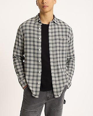 Textured Plaid Stretch Cotton Shirt