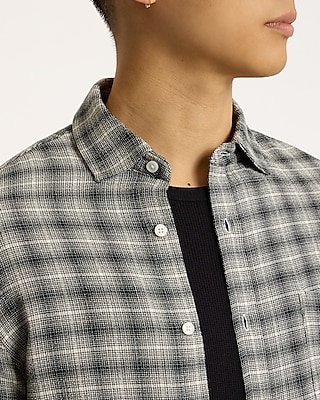 Textured Plaid Stretch Cotton Shirt