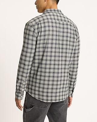 Textured Plaid Stretch Cotton Shirt