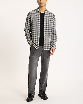 Textured Plaid Stretch Cotton Shirt