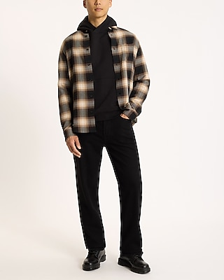 Textured Gradient Plaid Stretch Cotton Shirt