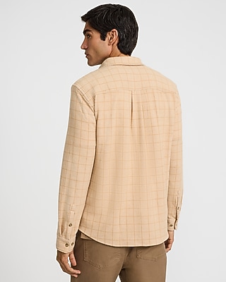 Grid Plaid Double Button Pocket Sweater Flannel Shirt