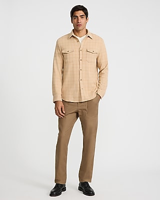 Grid Plaid Double Button Pocket Sweater Flannel Shirt