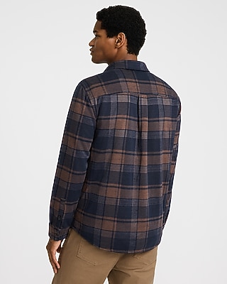 Plaid Double Button Pocket Sweater Flannel Shirt