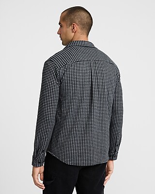 Plaid Patch Pocket Sweater Flannel Shirt - image 2