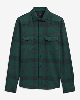 Western Plaid Double Button Pocket Sweater Flannel Shirt - image 4