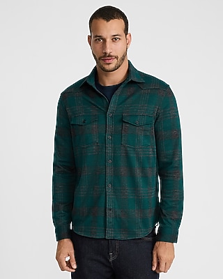 Western Plaid Double Button Pocket Sweater Flannel Shirt - image 2