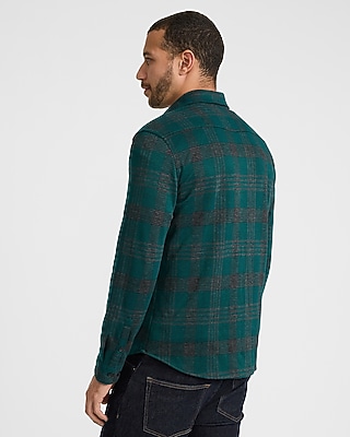 Western Plaid Double Button Pocket Sweater Flannel Shirt - image 3