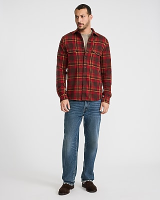 Plaid Double Button Pocket Sweater Flannel Shirt