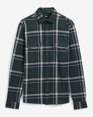 Plaid Double Button Pocket Sweater Flannel Shirt