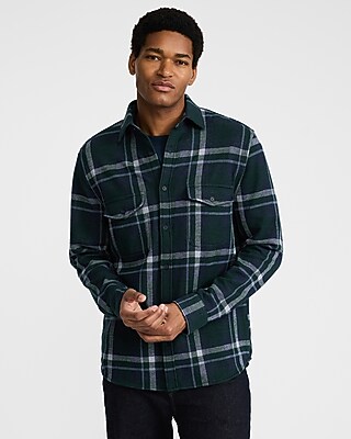 Plaid Double Button Pocket Sweater Flannel Shirt