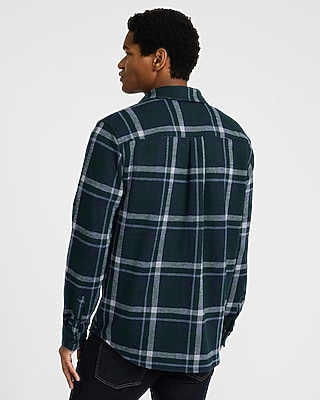 Plaid Double Button Pocket Sweater Flannel Shirt