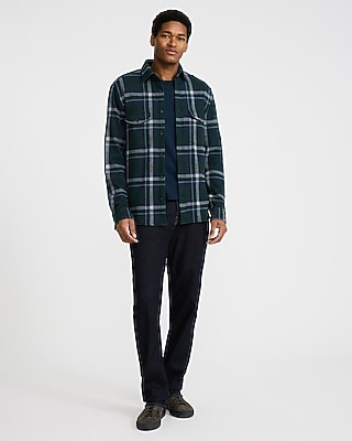 Plaid Double Button Pocket Sweater Flannel Shirt