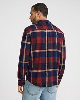 Plaid Double Button Pocket Sweater Flannel Shirt - image 2