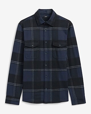 Plaid Double Button Pocket Sweater Flannel Shirt - image 5