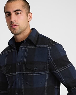 Plaid Double Button Pocket Sweater Flannel Shirt - image 2