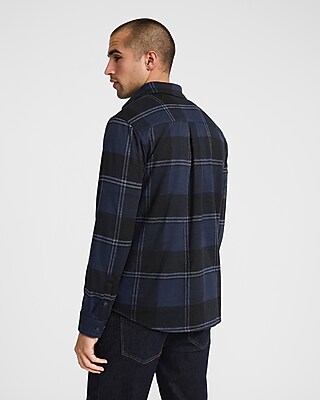 Plaid Double Button Pocket Sweater Flannel Shirt - image 3