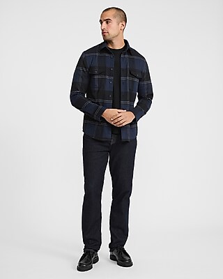 Plaid Double Button Pocket Sweater Flannel Shirt - image 4