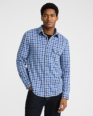 Plaid Button Pocket Sweater Flannel Shirt Express