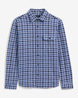 Plaid Button Pocket Sweater Flannel Shirt - image 4